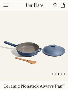 Our Place Navy Blue Nonstick Frying Pan with Stainless Steel Strainer Insert